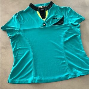 Jamie Sadock Turquoise Top with Black and Yellow Details